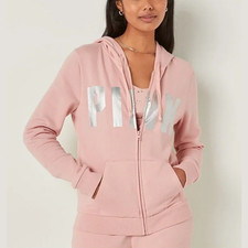 Victoria's Secret PINK Everyday Fleece Zip-Up Jacket Light Pink 