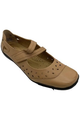 Array Women's Breeze Strappy Mary Jane Leather Flats Beige