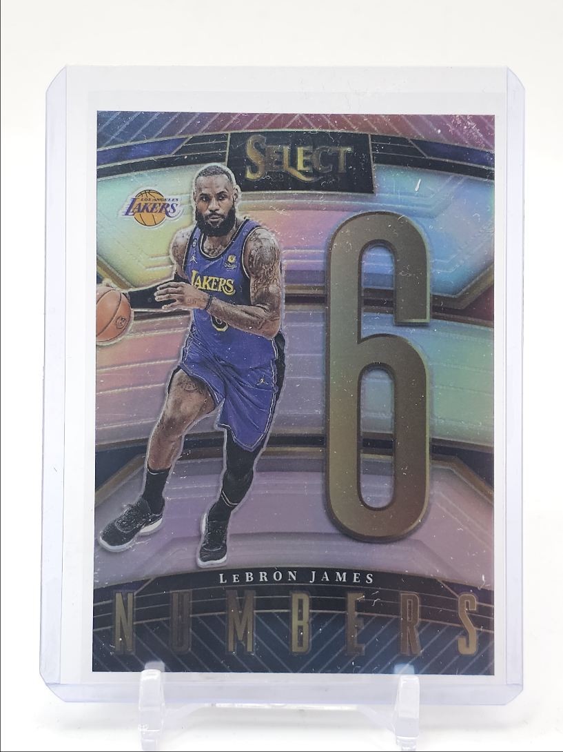 LEBRON JAMES 2022-23 SELECT NUMBERS 6 SILVER PRIZM LOS ANGELES LAKERS Q6089