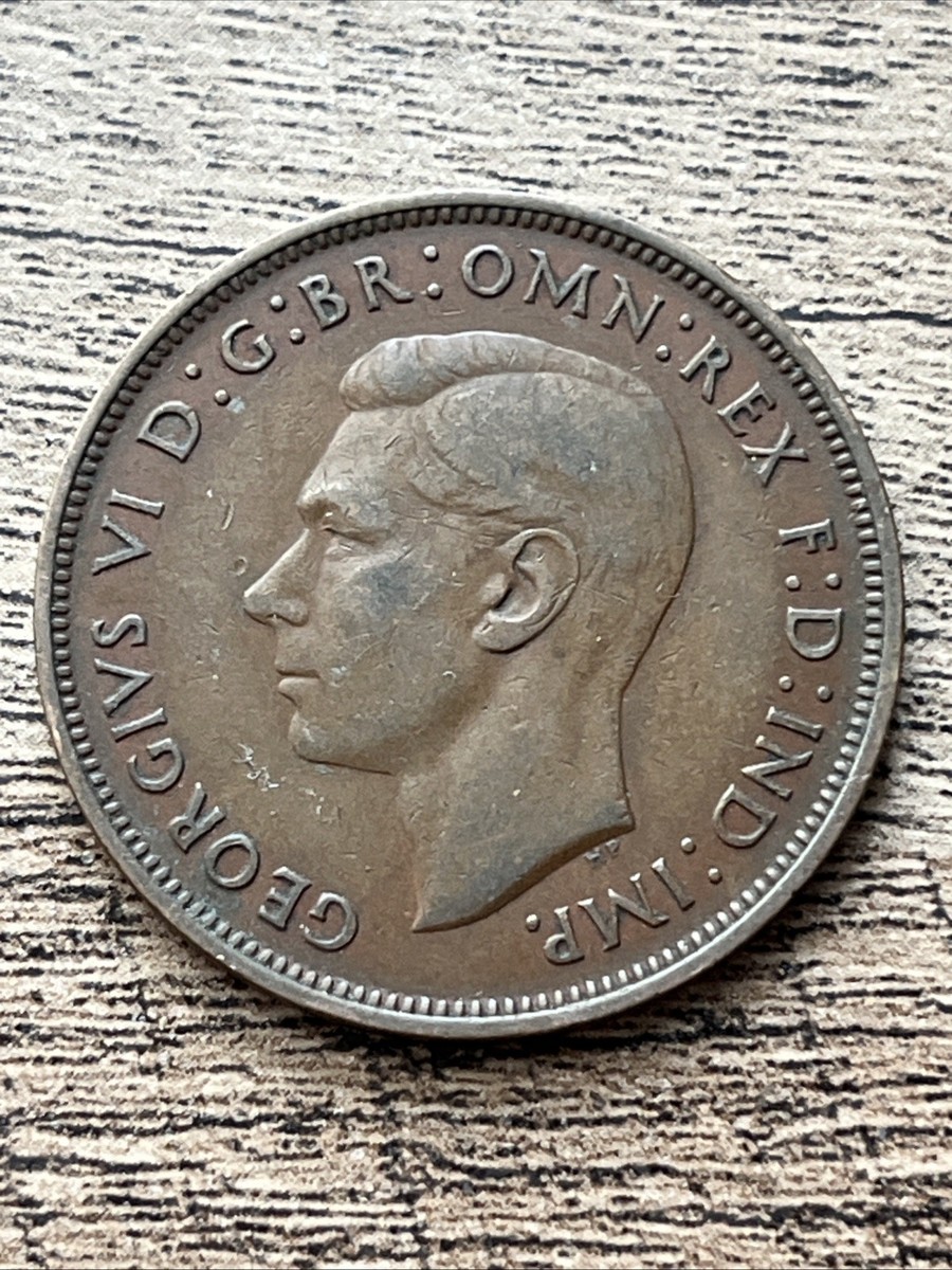 1937 Great Britain UK One 1 Penny George VI Beautiful Actual Coin