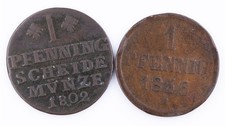 1802-MC 1856-B 1 Pfennig German States Brunswick-Wolfenbuttel Lot of 2