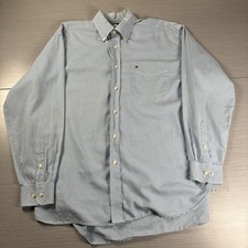 Tommy Hilfiger Shirt Mens Large Blue Gingham Check Button Down Long Sleeve