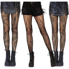 Halloween Netzstrümpfe Damen Schwarz Mesh Strumpfhose 3er Set