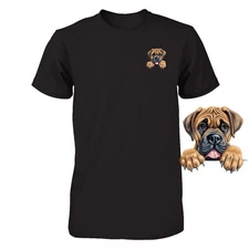 Funny Boerboel Dog Peeking Pocket Tshirt Cute Puppy Dog Lover Tee Print Gift