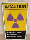 Vintage RADIATION caution radiation area Warning Metal Sign. 1986  11 X 6 1/2”