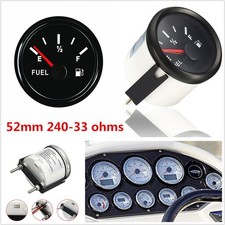 52mm Car Boat Fuel Level Gauge Trim Tank Indicator Black Shell 12-24V 240-33 Ohm
