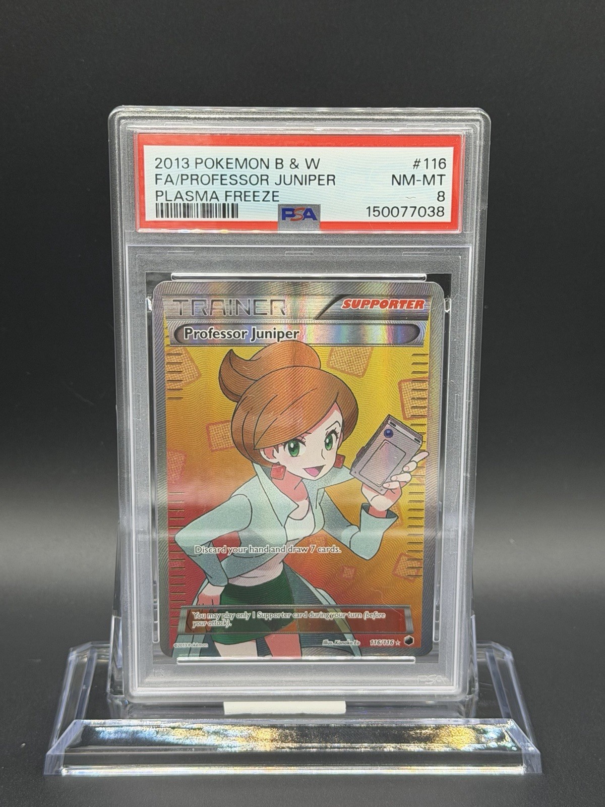 Professor Juniper 116 Full Art Ultra Rare Plasma Freeze PSA 8