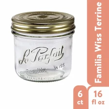 Le Parfait Familia Wiss Set of two 500ml Terrines, mason jars with silver lid