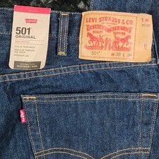 Levi's 501 Original Fit Men's Dark Blue Denim Jeans Button Fly Size 38x34