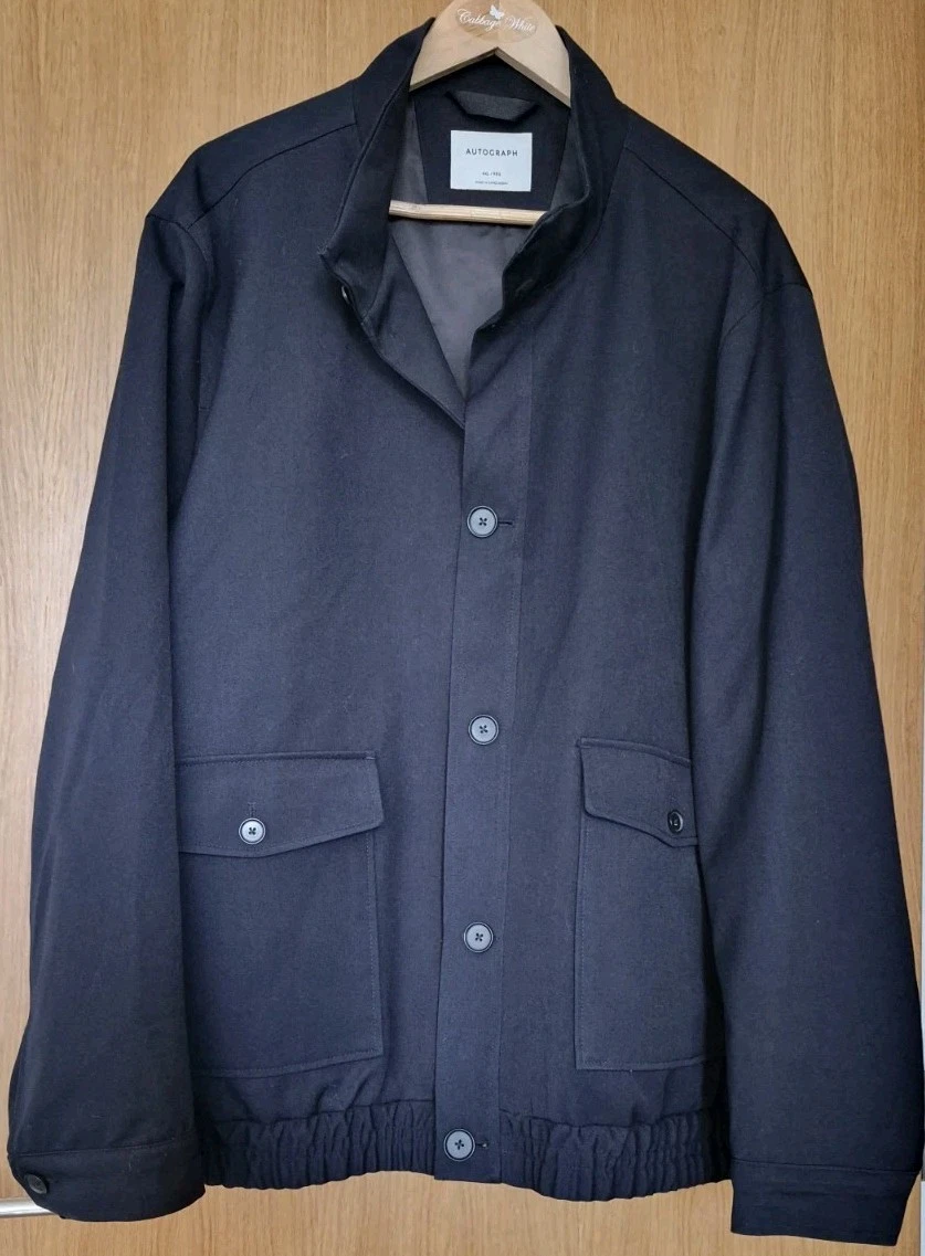 Autograph Stormwear Bomber Jacket 4XL Dark Navy Wool Blend Lightweight