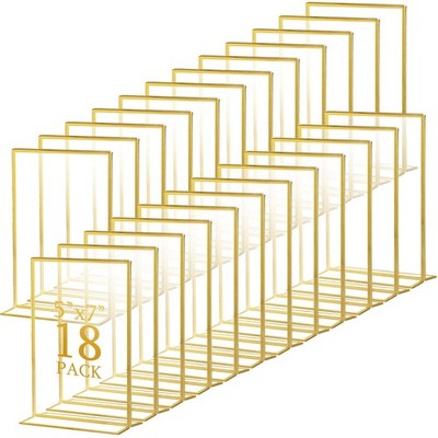 18 Pack Acrylic Sign Holder 5 x 7 Inch Gold Frames Wedding Table Number Holde...