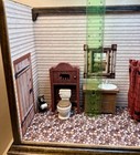 VTG Artisan Room Box Dollhouse Miniature Rustic Cabin Bear Bathroom NOS Walnut — photo 3