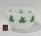 Vintage SEALTEST Fire King Milk Glass Green Tulip Cottage Cheese Bowl - H