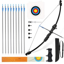 40" Bow and 28" Arrow Set for Kids, Archery Beginner Gift with Black