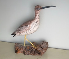 Vtg Hand Carved Wood Shorebird. 7 1/2  Tall. ...