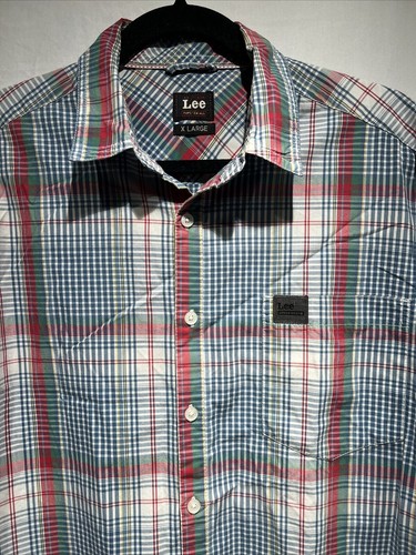 Lee, Vintage Lee Men's Button Down Shirt Size XL Long Sleeve Plaid 80s Western