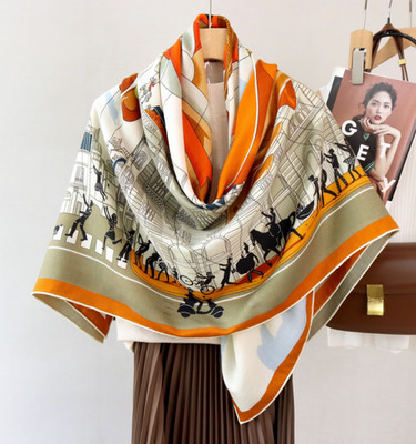 70% Cashmere 30% Silk 2 Face Scarf 2 face Shawl Wrap 53'' Flying Horse Print new
