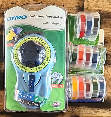 DYMO Label Buddy Embossing Labelmaker NEW with 3/8'' Label Rolls (12)