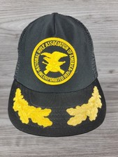 Vtg NRA SnapBack Trucker Hat Cap Scrambled Eggs Black Gold Patch Made USA