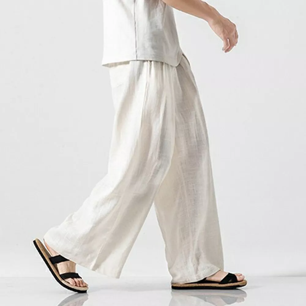 White Drawstring Elasticated Wide Leg Pants