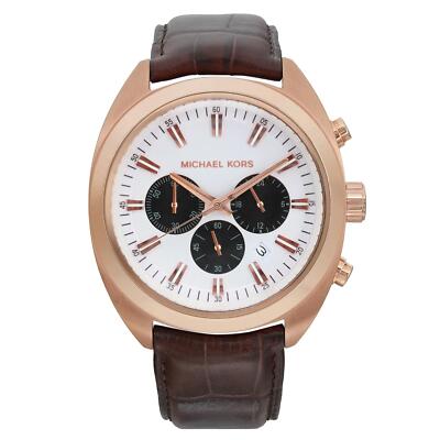 Michael kors(men's腕時計) Michael Kors Dean 47mm Steel Chronograph White Dial Mens Quartz