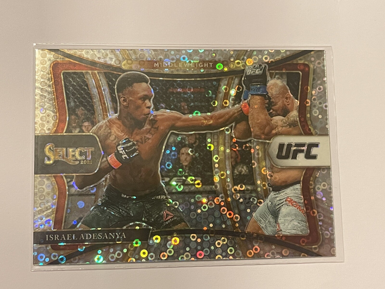 Israel Adesanya UFC 2021 Panini Select Premier Silver Disco Prizm Card #134