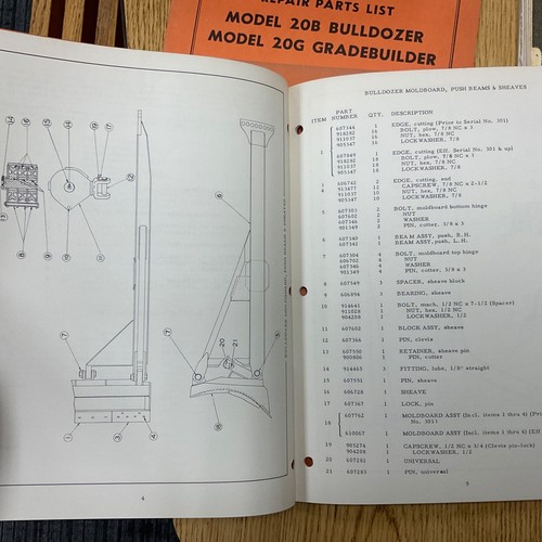 Allis Chalmers HD20 CRAWLER TRACTOR BULLDOZER PARTS MANUAL CATALOG BOOK LIST - Picture 5 of 5