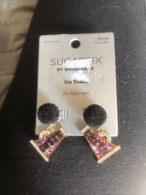 Sugarfix By Baublebar- GO TEAM - Go, Fight, Win! Glitter Sparkle Cheer Earrings