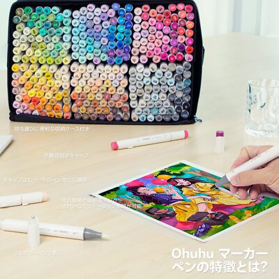 Ohuhu Marker pen Brush + Fine Tip type 320color Pro illustration