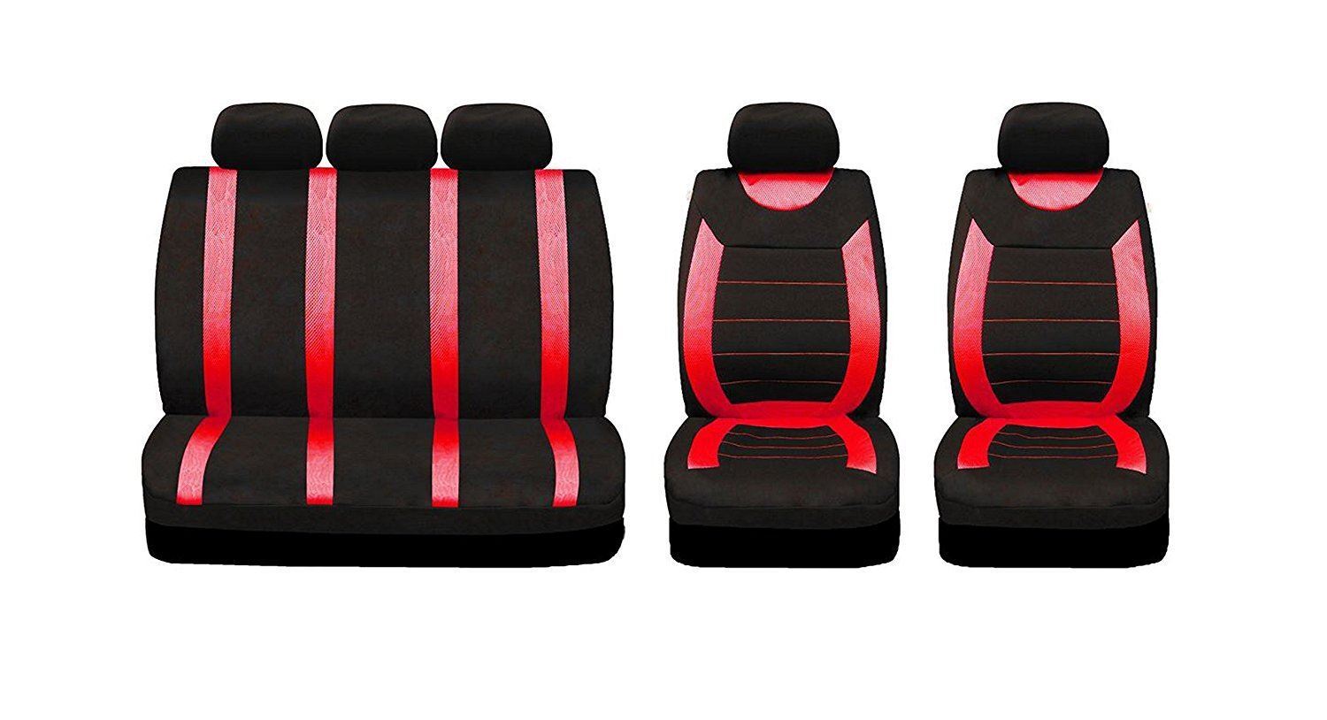 UKB4C Red Full Set Front & Rear Car Seat Covers for Toyota Aygo 05On