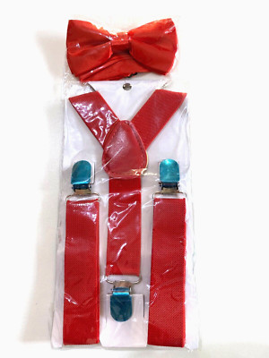 STRETCH HOSENTRÄGER + SCHMETTERLING VERSTELLBAR FARBE: ROT ***FÜR KINDER ***