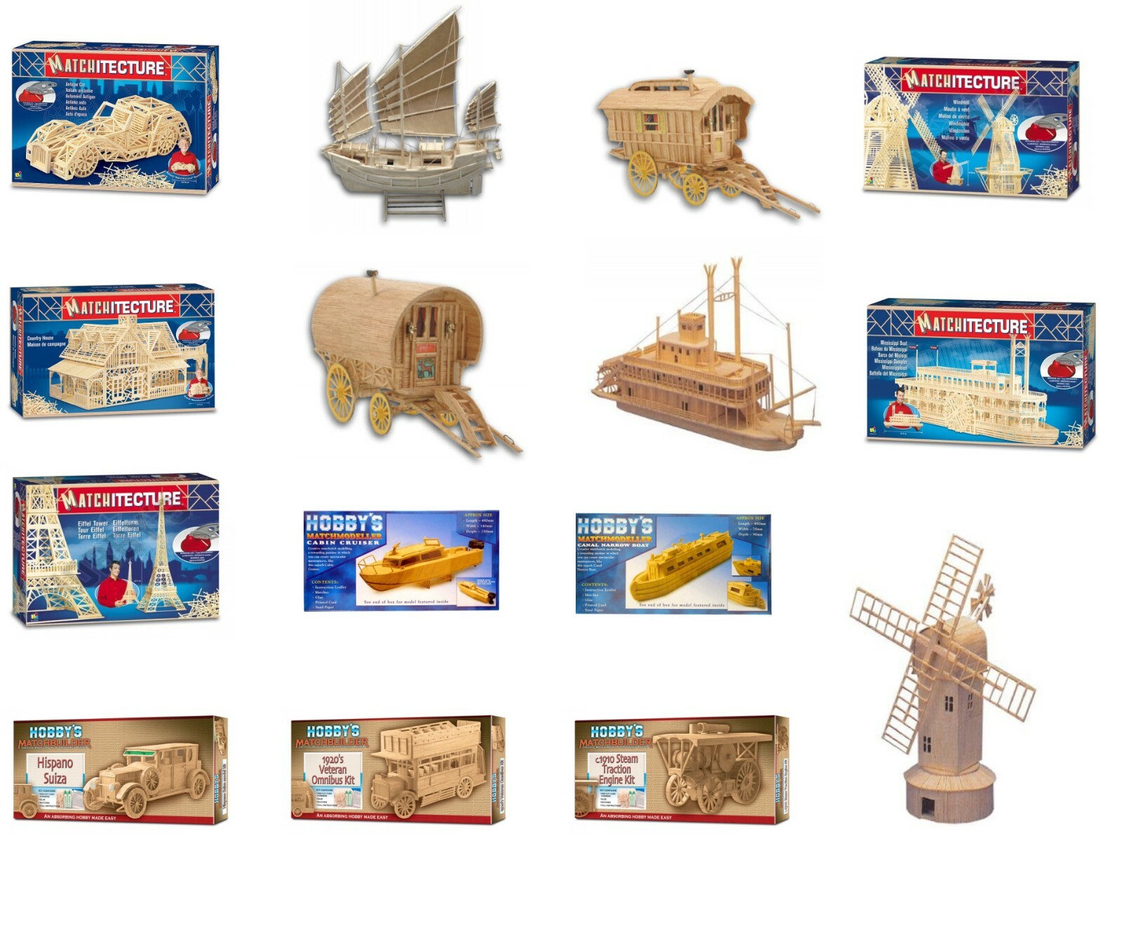 Matchstick Model Kits choice of kits Matchbuilder MatchCraft