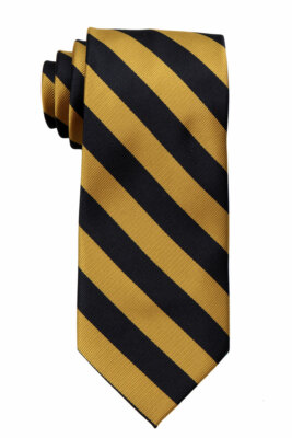 Men's Extra Long Gold and Black Collegiate Striped Necktie School Spirit Ties XL