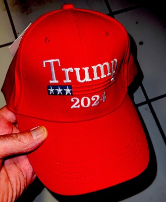 Trump 2024 Baseball Cap Embroidered''RED'' Cotton Adjustable Hat-''NEW'' W/TAGS