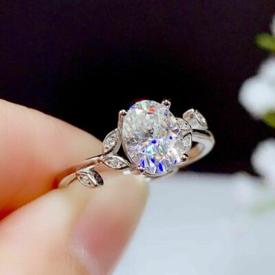 2.0CT Oval Cut Moissanite Stone Engagement Wedding Ring 14K Solid White Gold