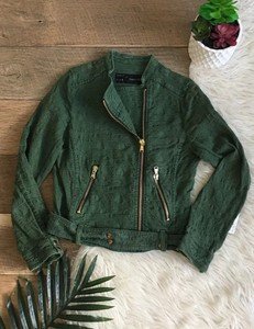 zara green biker jacket