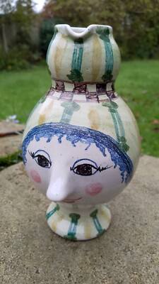 Seltene frühe BJORN WIINBLAD signierte dänische Kunstkeramik Gesicht Krug 1960er skandinavisch