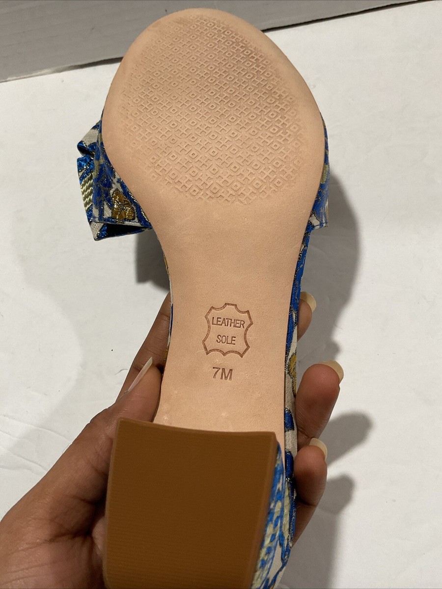 Tory Burch Valentina Brocade Embellished Bow Slide Sandals