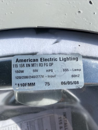 American Electric 115 Series Lighting Street Lamp 15S XN MT1 R3 FG OP Type HPS - Picture 2 of 12