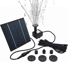 Solar Pond Pump, 7V 1.4W 180L/H Solar Panel Powered Water Pump Garden Pool Pond 