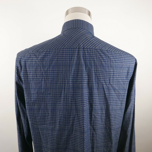 Blue by Pronto Uomo Mens Button Up Black Navy Plaid Dress Shirt Large - Picture 8 of 10