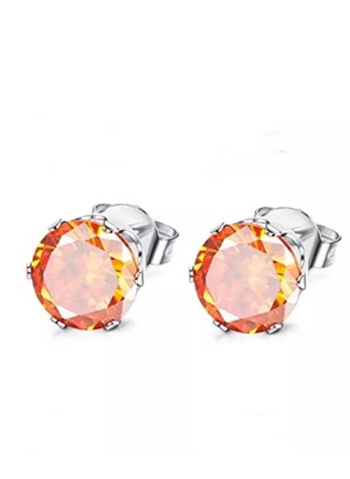 4mm CZ Citrine July Birthstone Stud Earrings in Stainless Steel-image