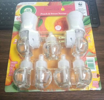 AIRWICK PEACH NECTAR SCENTED PLUG-IN, UP TO 60 DAYS(7-0.67 oz REFILLS/2 WARMER)