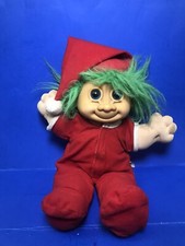 Vintage Russ Berrie Company Elf Troll, Blue Eyes Hard Plastic Face 12” High