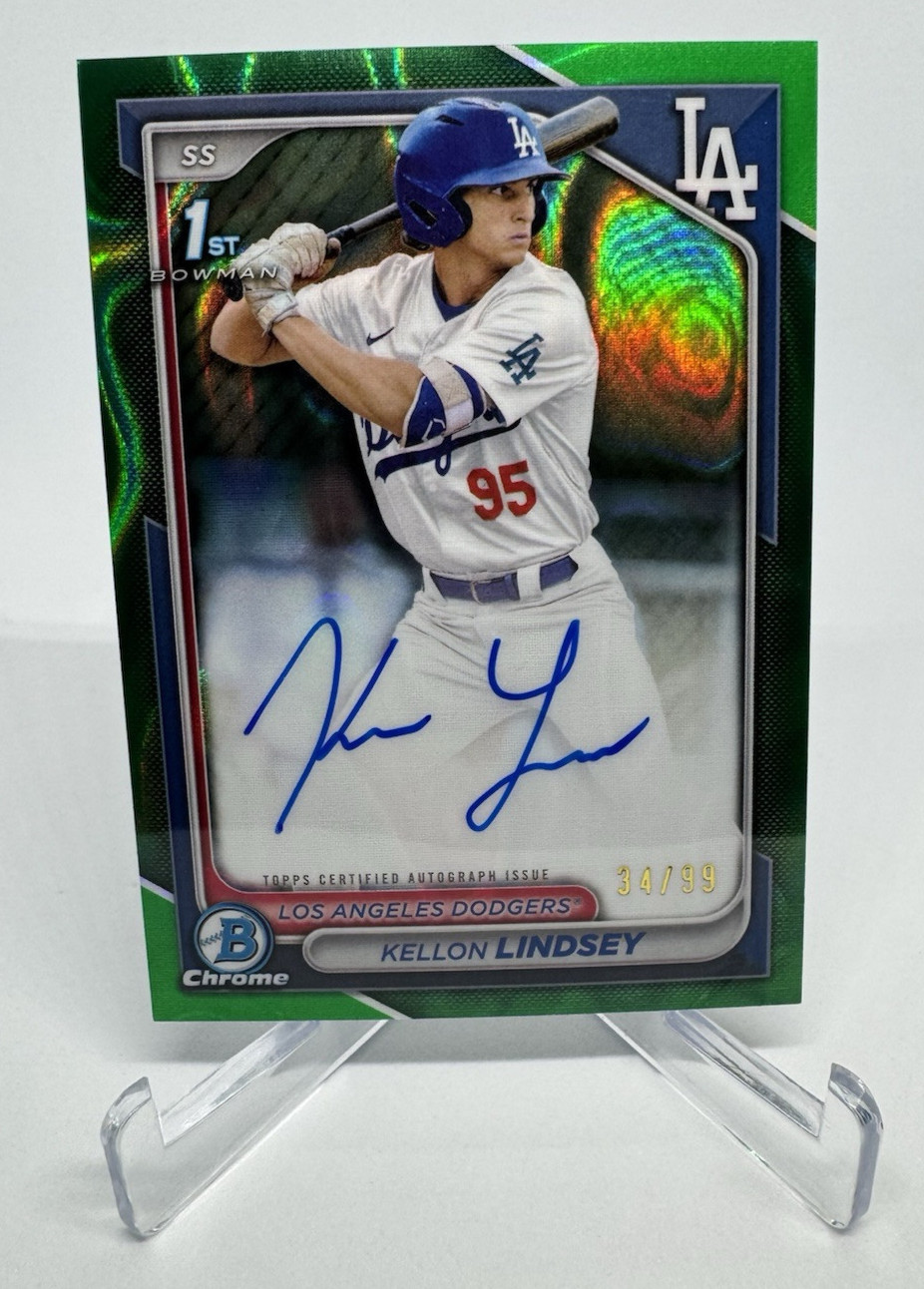 2024 Bowman Draft Sapphire Edition #CPA-KL Kellon Lindsey Auto Green #/99