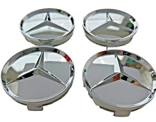 Chrome Wheel Center Caps Hub Cover Logo 3 inch Emblem for Mercedes Benz Set of 4