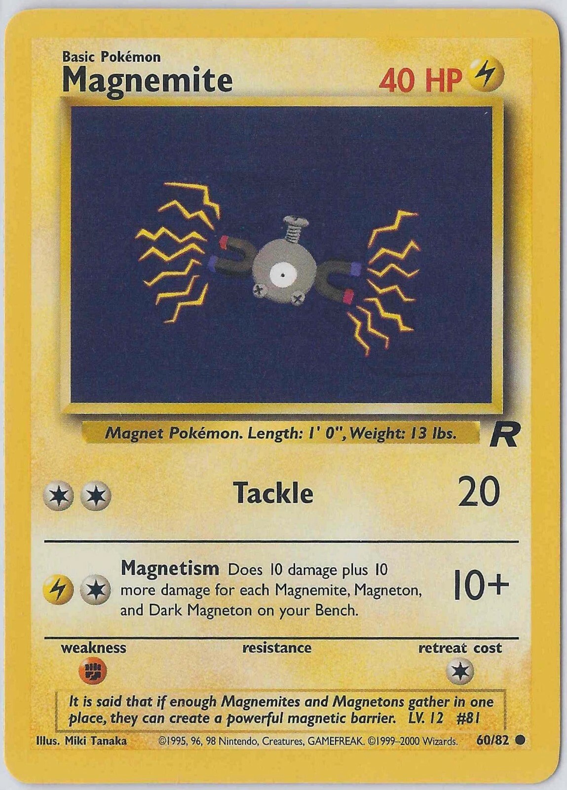 Magnemite 60/82 Team Rocket Unlimited 2000 Vintage WotC Pokemon Card