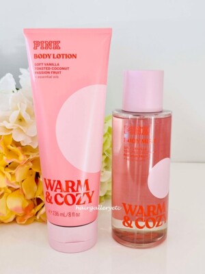 ORIGINAL Victoria's Secret Pink Warm & Cozy Body Mist Spray & Lotion Set NEW