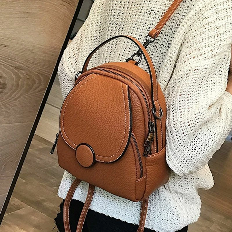 Ladies small leather backpack sale