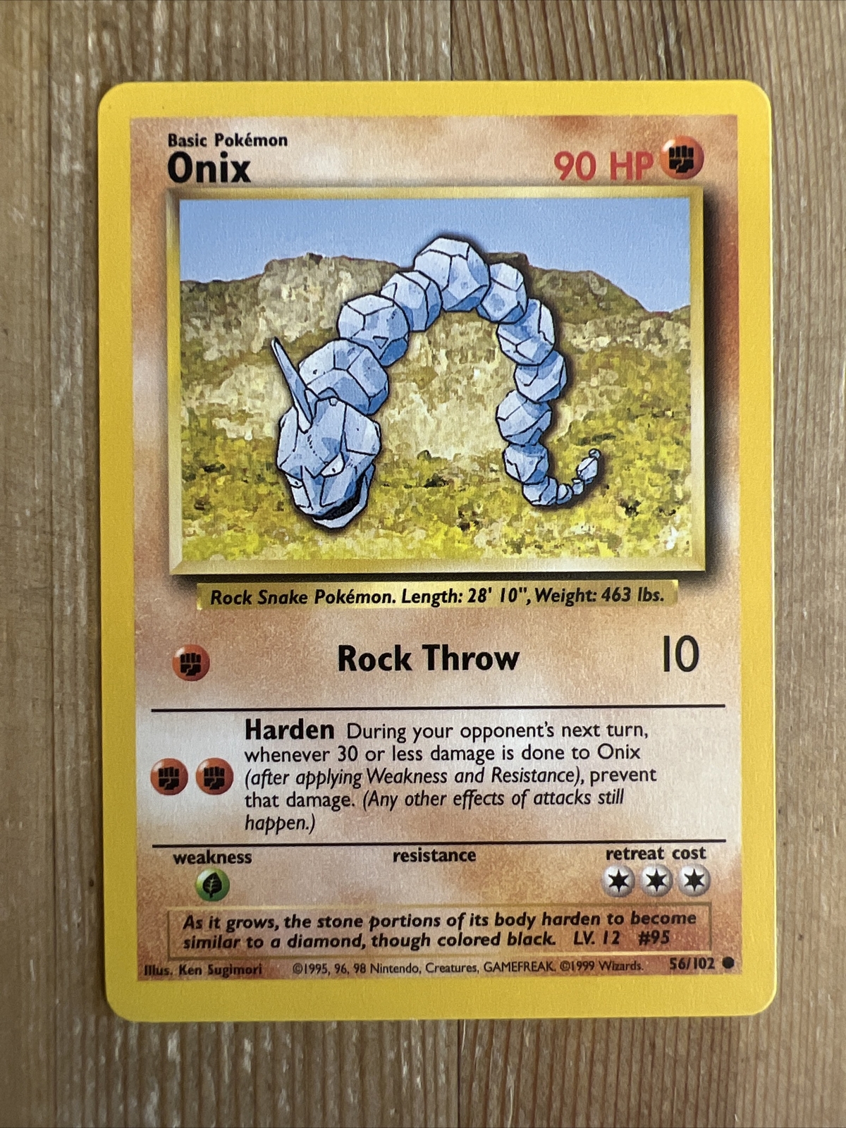 ONIX 56/102 Common Base Set 1999 Pokemon WOTC - LP
